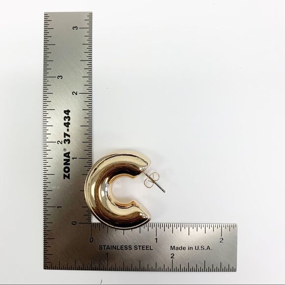 Polished Gold Huggie Statement Earrings - Picture 5 of 5